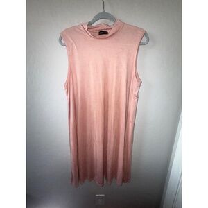 Kristin Nicole Dress Womens Large Pink Sleeveless Mock Neck Fitted Stretch Chic‎
